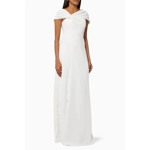 Halston Eden Twist Stretch Crepe Gown Pristine Size 8 NWT - Picture 1 of 7